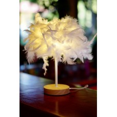 Lámpara De Mesa De Plumas Blancas Usb Led Base De  